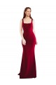 Online Borgoña 10 Sirena Cuadrado Crepé Elástico Largo Formales Vestidos de dama de honor / Vestidos de fiesta