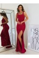 Online Borgoña Cubierta Cuadrado Lentejuelas Terciopelo Largo Vestidos de fiesta