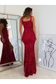 Online Borgoña Cubierta Cuadrado Lentejuelas Terciopelo Largo Vestidos de fiesta