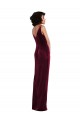 Online Borgoña Cubierta Cuello en V Terciopelo Elástico Largo Vestidos de dama de honor / Vestidos de fiesta