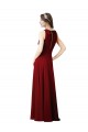 Online Borgoña Cubierta Halter Gasa Largo Vestidos de dama de honor
