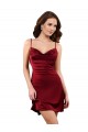 Online Borgoña Cubierta Midi Satén sedoso Corto Formales Vestidos de dama de honor / Vestidos de fiesta / Vestidos de cóctel