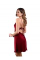 Online Borgoña Cubierta Midi Satén sedoso Corto Formales Vestidos de dama de honor / Vestidos de fiesta / Vestidos de cóctel
