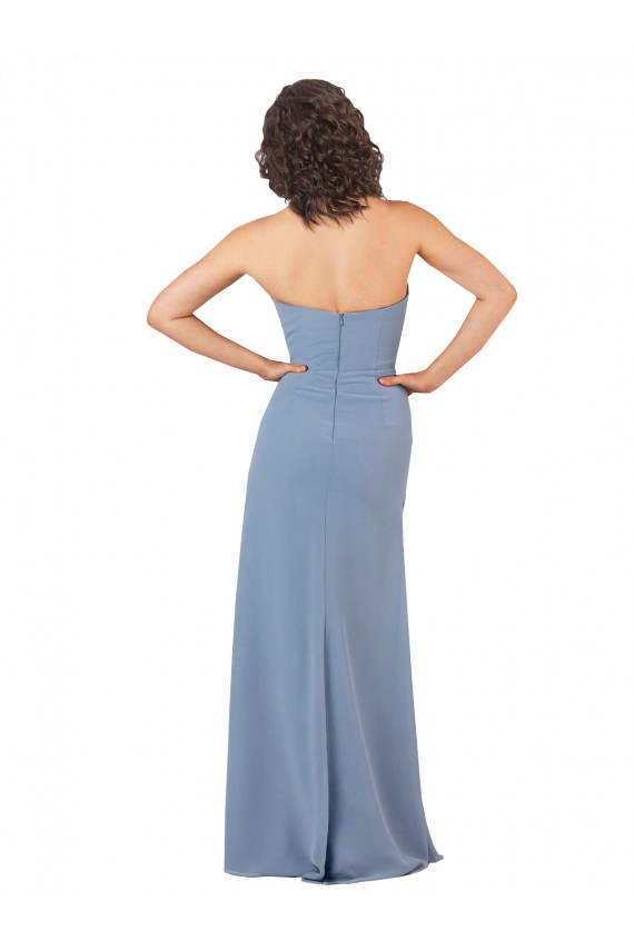 Online Borgoña Cubierta Sin tirantes Gasa Largo Vestidos de dama de honor
