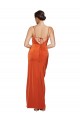 Online Rust Cubierta Tirantes espagueti Barrer tren Satén elástico Largo Formales Vestidos de dama de honor / Vestidos de fiesta