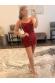 Online Borgoña Cubierta Tirantes espagueti Corto Lentejuelas Terciopelo Corto Vestidos de fiesta