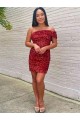 Online Borgoña Cubierta Un Hombre Corto Lentejuelas Terciopelo Corto Vestidos de fiesta
