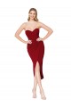 Online Borgoña Sirena Cuello Alto Crepé Elástico Corto Asimétrico Formales Vestidos de dama de honor / Vestidos de fiesta / Vestidos de cóctel