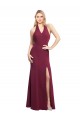 Online Borgoña Sirena Halter Gasa Largo Vestidos de dama de honor