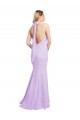 Online Borgoña Sirena Halter Gasa Largo Vestidos de dama de honor