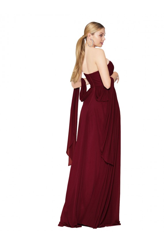Online Borgoña línea A Cuello de Corazón Sin tirantes Gasa Largo Formales Vestidos de dama de honor / Vestidos de fiesta