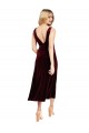 Online Borgoña línea A Cuello en V Midi Terciopelo Elástico Corto Vestidos de dama de honor / Vestidos de fiesta / Vestidos de cóctel