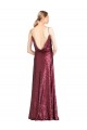 Online Borgoña línea A Halter Cuello Alto Lentejuela Largo Formales Vestidos de dama de honor / Vestidos de fiesta