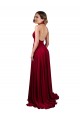 Online Borgoña línea A Halter Cuello en V Spandex Largo Formales Vestidos de dama de honor / Vestidos de fiesta