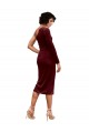 Online Borgoña línea A Un Hombre Midi Terciopelo Elástico Corto Vestidos de dama de honor / Vestidos de fiesta