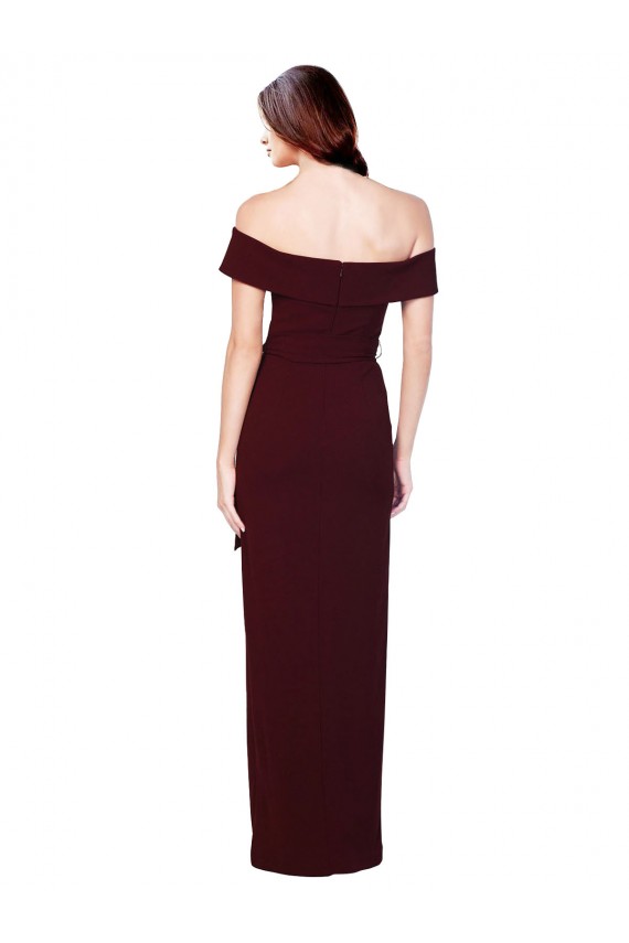 Online Borgoña oscuro Sirena Hombros Descubiertos Crepé Elástico Largo Formales Vestidos de dama de honor / Vestidos de fiesta