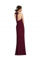 Online Borgoña oscuro Trompeta Halter Crepé Elástico Largo Vestidos de dama de honor / Vestidos de fiesta