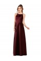 Online Borgoña oscuro línea A Halter Satén Largo Vestidos de dama de honor / Vestidos de fiesta