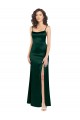Online Cazador Verde línea A Cucharón Satén elástico Largo Formales Vestidos de dama de honor / Vestidos de fiesta