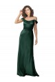 Online Cazador Verde línea A Hombros Descubiertos Tirantes espagueti Satén elástico Largo Formales Vestidos de dama de honor / Vestidos de fiesta