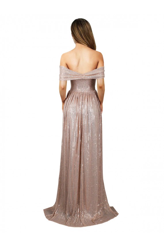 Online Champán línea A Cucharón Sin tirantes Lentejuela Largo Formales Vestidos de dama de honor / Vestidos de fiesta
