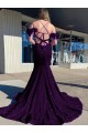 Online Ciruela Cubierta Tirantes espagueti Cuello en V Cola corte Lentejuelas Terciopelo Largo Vestidos de fiesta