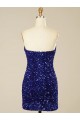 Online Color mostrado Cubierta Cuello de Corazón Corto Lentejuelas Terciopelo Corto Vestidos de fiesta