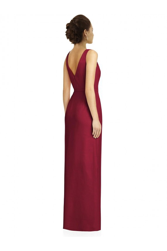 Online Cubierta Cuello en V Gasa Largo Vestidos de dama de honor
