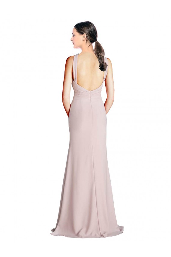 Online Cubierta Halter Cuello Alto Gasa Largo Vestidos de dama de honor