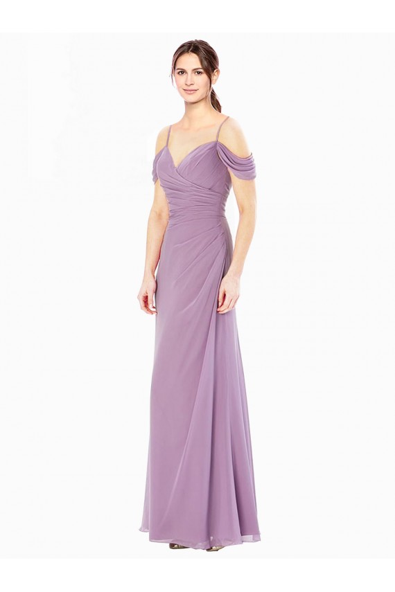 Online Cubierta Hombros Descubiertos Gasa Largo Vestidos de dama de honor