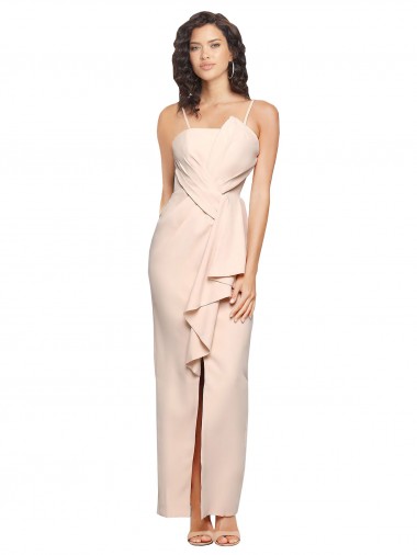 Online Cubierta Sin tirantes Crepé Elástico Largo Vestidos de dama de honor / Vestidos de fiesta