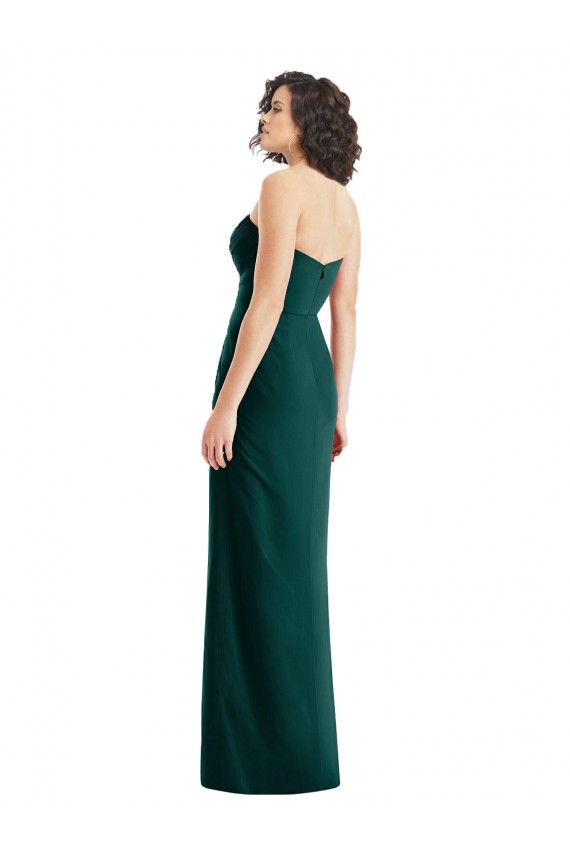 Online Evergreen línea A Cuello de Corazón Sin tirantes Gasa Largo Vestidos de dama de honor