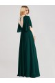 Online Evergreen línea A Cuello redondo Gasa Largo Vestidos de dama de honor