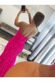 Online Fucsia Cubierta Sin tirantes Barrer tren Lentejuelas Terciopelo Largo Vestidos de fiesta