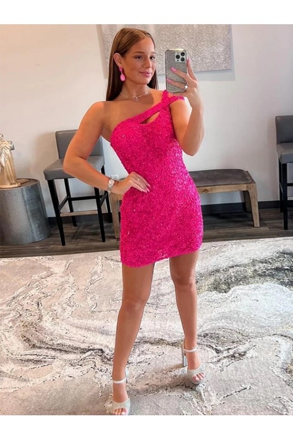 Online Fucsia Cubierta Un Hombre Corto Lentejuelas Terciopelo Corto Vestidos de fiesta