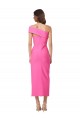 Online Fucsia Cubierta Un Hombre Midi Crepé Elástico Largo Formales Vestidos de dama de honor / Vestidos de fiesta / Vestidos de cóctel