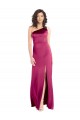Online Fucsia línea A Un Hombre Satén elástico Largo Formales Vestidos de dama de honor / Vestidos de fiesta