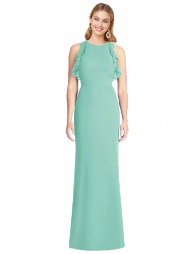 Online Jade Sirena Cuello joya Gasa Largo Vestidos de dama de honor