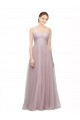 Online Light Lilac línea A Cuello de Corazón Tul Encaje Largo Vestidos de dama de honor