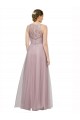 Online Light Lilac línea A Cuello de Corazón Tul Encaje Largo Vestidos de dama de honor
