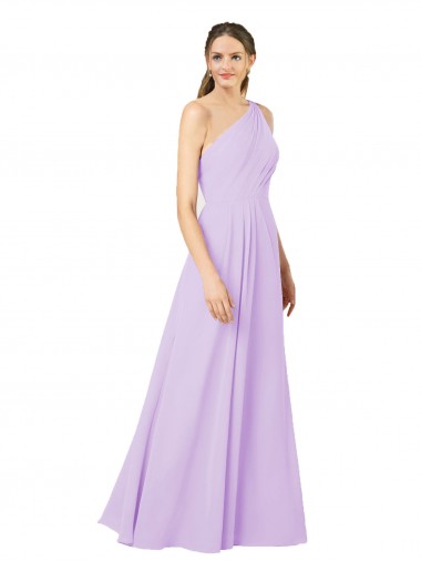 Online Lila Cubierta Un Hombre Gasa Largo Formales Vestidos de dama de honor / Vestidos de noche