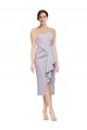 Online Lila ártica Cubierta Sin tirantes Midi Crepé Elástico Corto Asimétrico Formales Vestidos de dama de honor / Vestidos de fiesta / Vestidos de cóctel