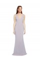 Online Lila ártica Sirena Cuello en V Crepé Elástico Largo Formales Vestidos de dama de honor / Vestidos de fiesta