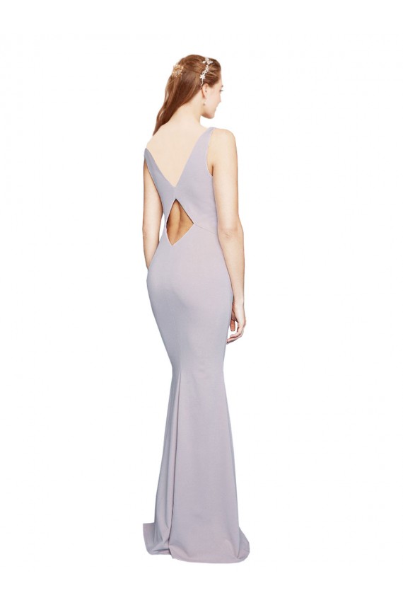 Online Lila ártica Sirena Cuello en V Crepé Elástico Largo Formales Vestidos de dama de honor / Vestidos de fiesta