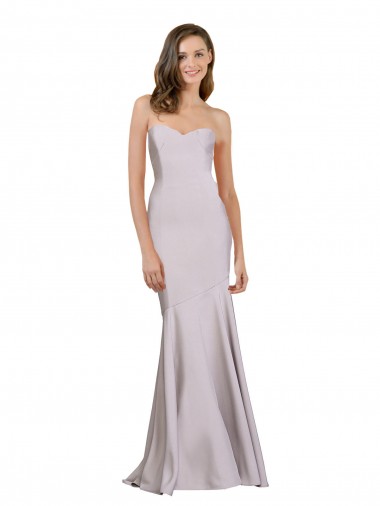 Online Lila ártica Sirena Sin tirantes Crepé Elástico Largo Vestidos de dama de honor / Vestidos de fiesta