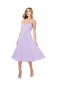 Online Lila línea A Cuello de Corazón Midi Gasa Corto Asimétrico Vestidos de dama de honor / Vestidos de cóctel / Vestidos para homecoming