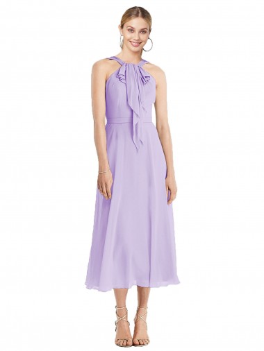 Online Lila línea A Halter Gasa Corto Vestidos de dama de honor / Vestidos de cóctel