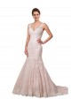 Online Marfil & Blush Sirena Cuello en V Cola capilla Tul Encaje Vestidos de novia