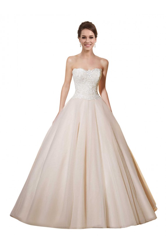 Online Marfil & Champán Cuello de Corazón Cola capilla Tul Encaje Vestidos de novia