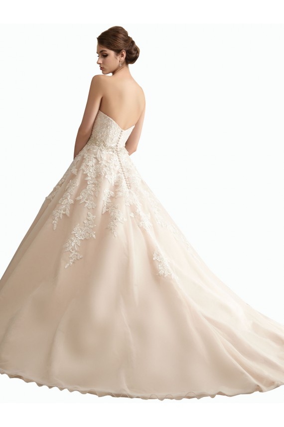 Online Marfil & Champán Cuello en V Tren catedral Tul Encaje Vestidos de novia